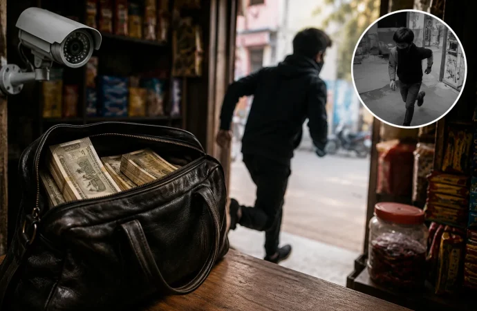 हल्दूचौड़ में चोरी से हड़कंप: दुकान के अंदर से नकदी से भरा बैग गायब, CCTV फुटेज से खुलेगा राज